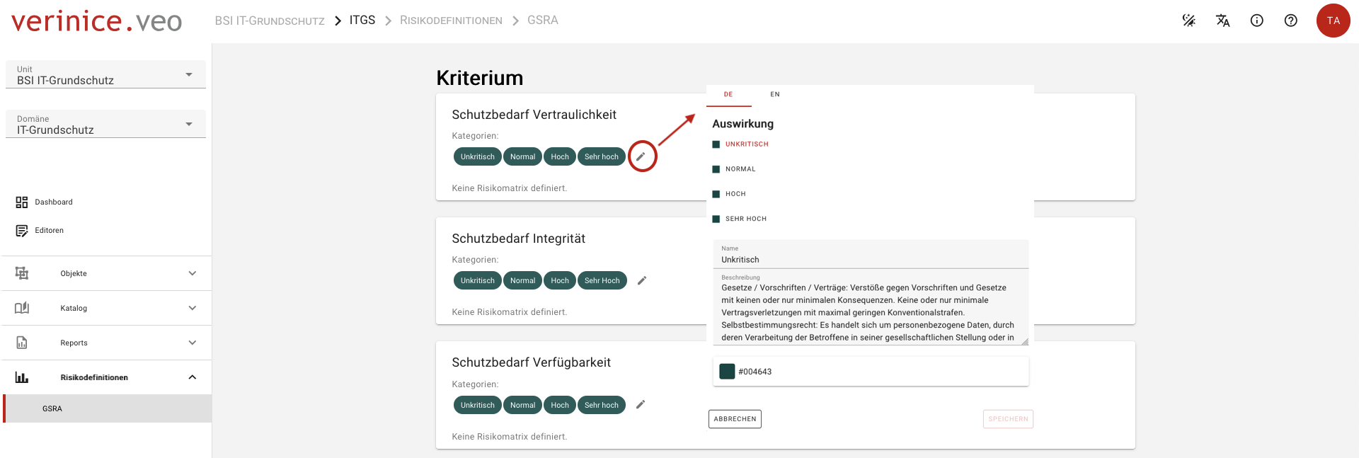 Schutzbedarfsdefinitionen
