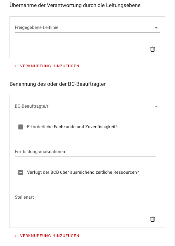 Leitlinie und BCB dem Geltungsbereich zuordnen