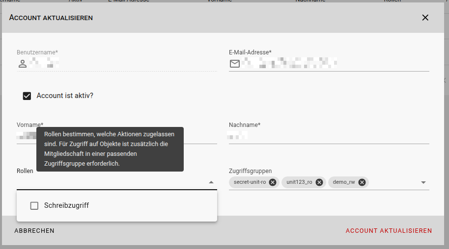 Account aktualisieren