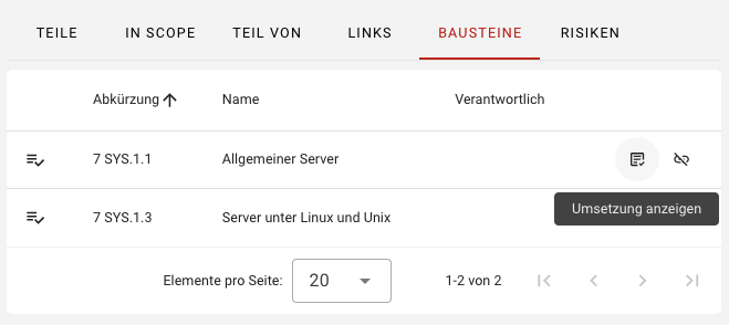 Umsetzung anzeigen