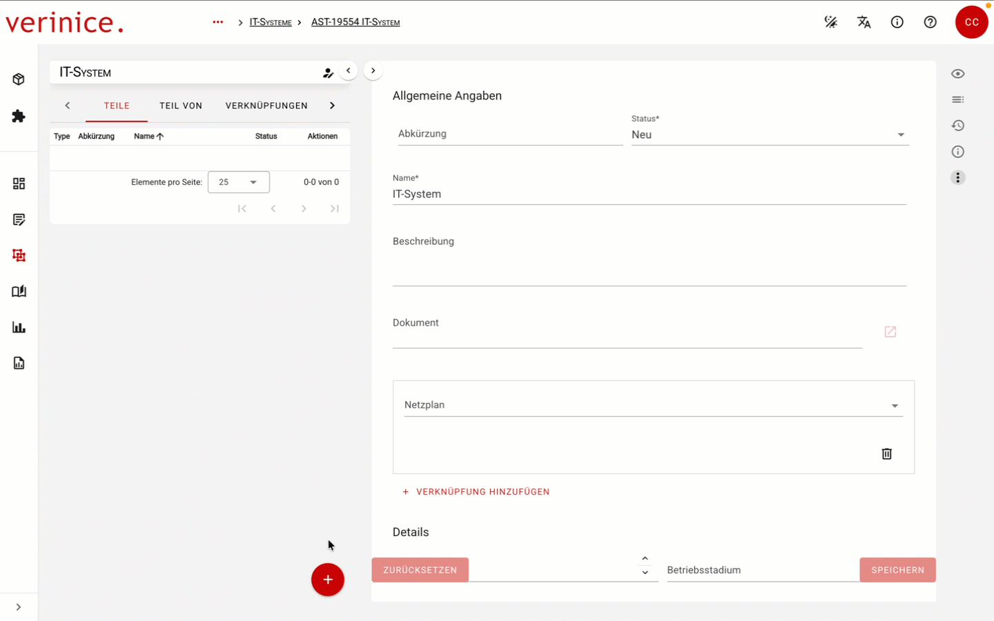 Kombinierter Dialog für die Objektanlage