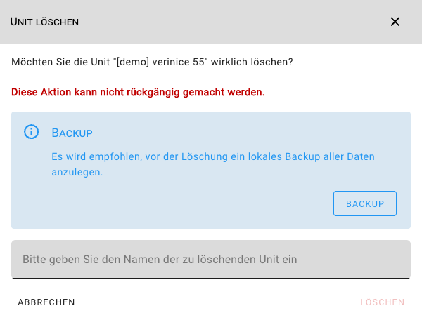Unit löschen