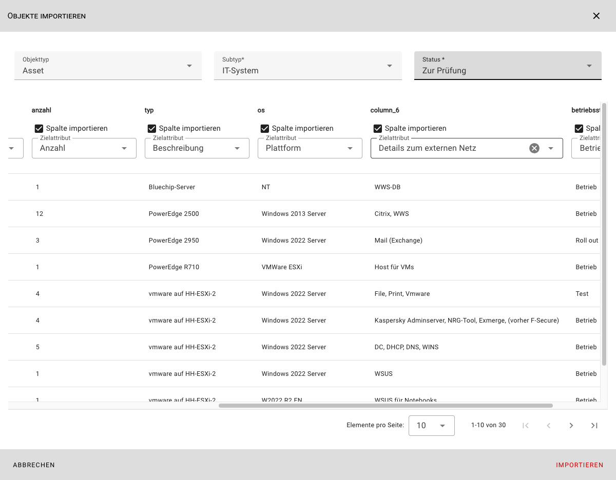 CSV-Import aller Daten