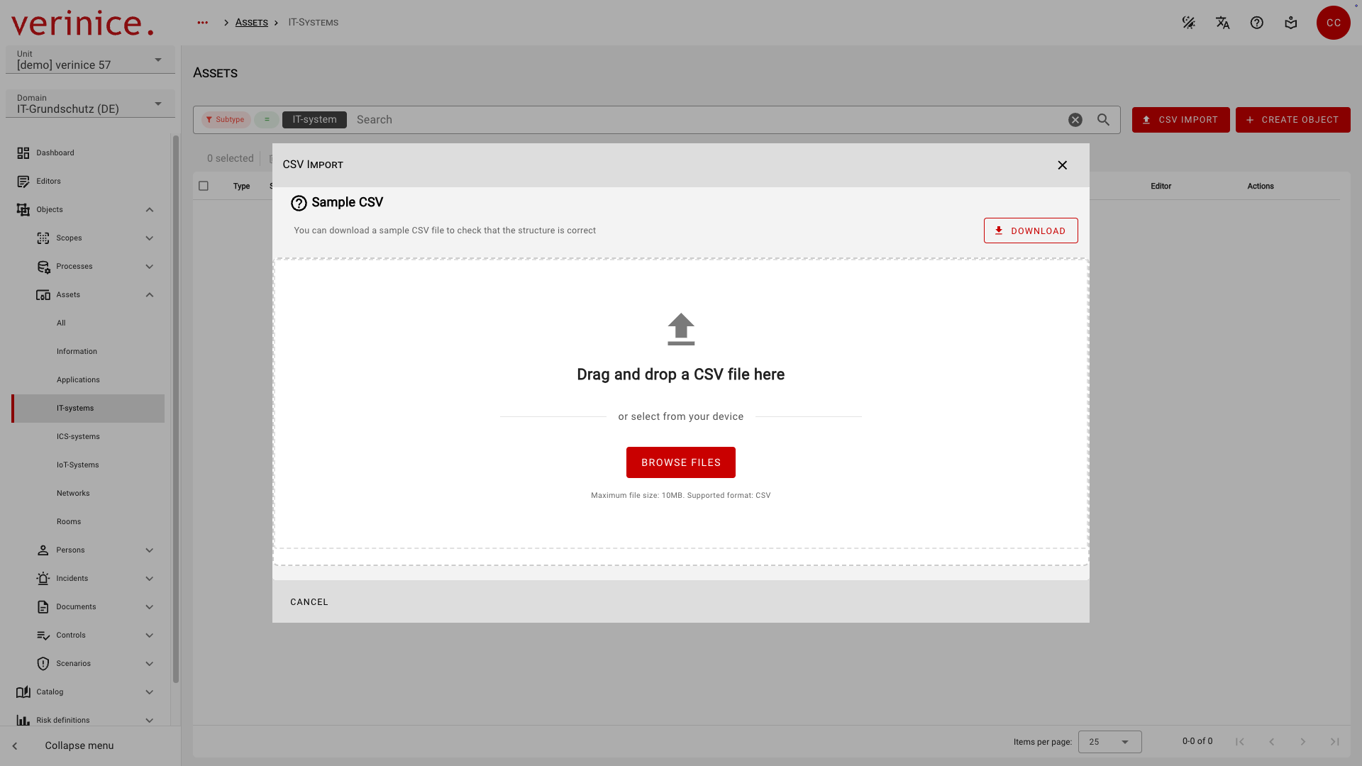 CSV Import in Object Overview