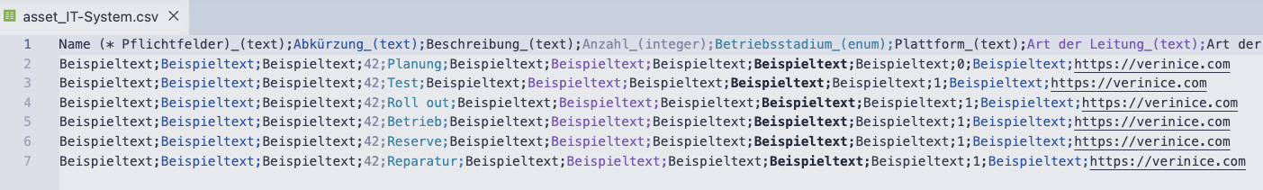 CSV-Beispieldaten