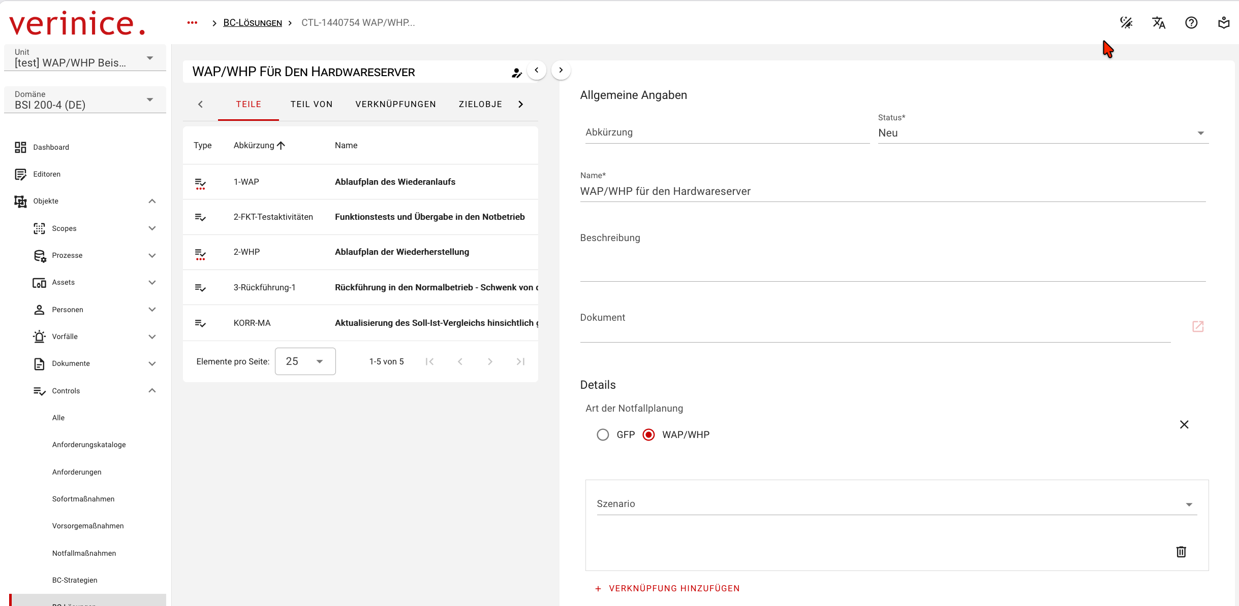 BC-Lösung für WAP/WHP erstellen